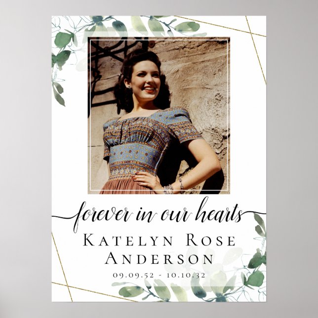 Poster Placa de Boas-Vindas de Funeral de Eucalipto em Fo (Frente)