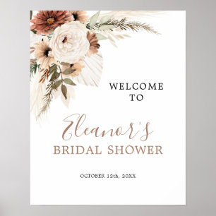Poster Placa de Boas-Vindas de Grama Pampas Boho Bege Ele