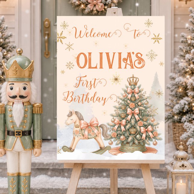 Poster Placa de Boas-Vindas de Natal do Quebra-Nozes Suga (Nutcracker Sugar Plum Christmas Welcome Sign)