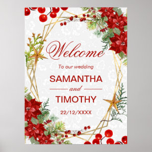 Poster Placa de Boas-Vindas de Natal para Casamento com P
