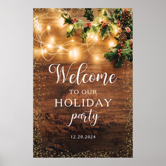 Poster Placa de Boas-Vindas de Natal Rústico (Frente)