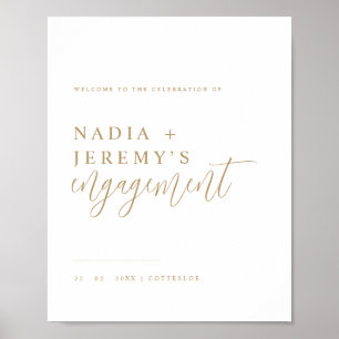 Poster Placa de Boas-Vindas de Noivado Minimalista Branco