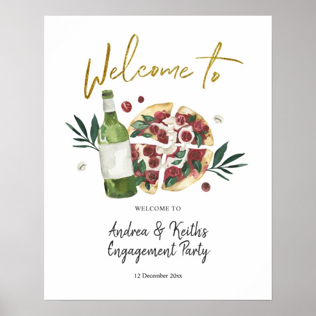 Poster Placa de Boas-Vindas de Pizza e Cerveja O Par Perf (Frente)