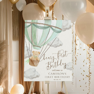 Poster Placa de Boas-Vindas de Primeiro Aniversário Teddy
