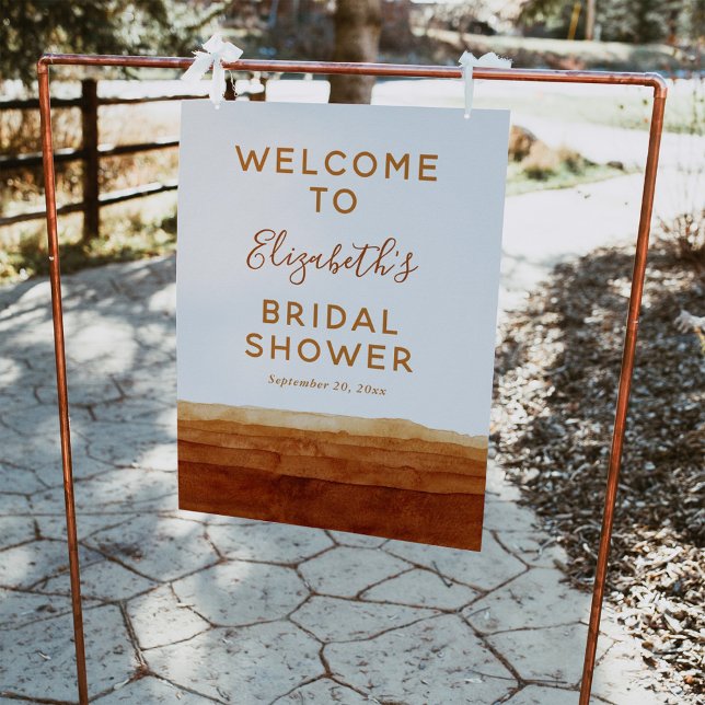 Poster Placa de Boas-Vindas de Terracota Abstrato em Aqua (Criador carregado)