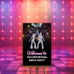 Poster Placa de Boas-Vindas Disco Party Retro Anos 70