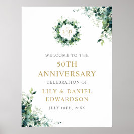 Poster Placa de Boas-Vindas do Aniversário de 50 Anos Gre
