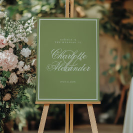 Poster Placa de Boas-Vindas do Casamento Moss Green Estat
