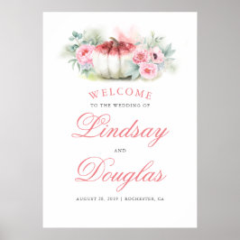 Poster Placa de Boas-Vindas do Casamento outono rosa Dour