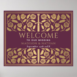 Poster Placa de Boas-Vindas do Casamento Real Espada de O