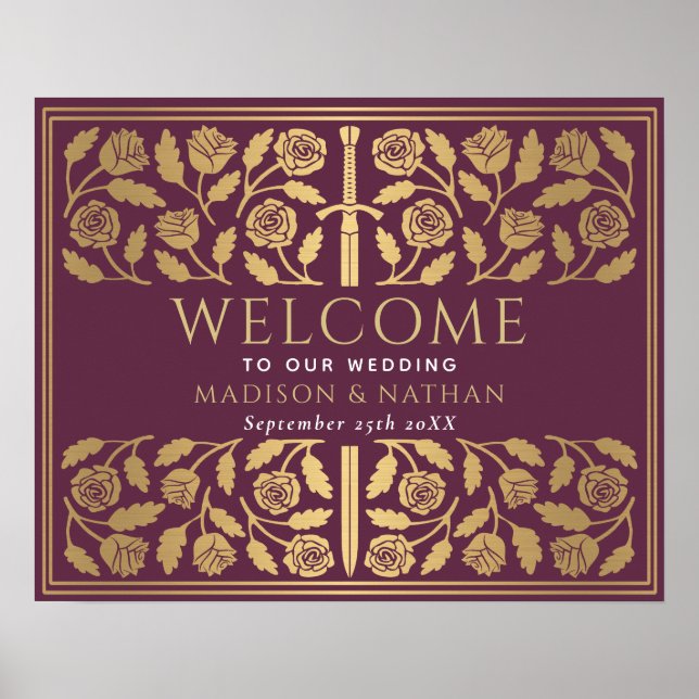Poster Placa de Boas-Vindas do Casamento Real Espada de O (Frente)