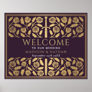 Poster Placa de Boas-Vindas do Casamento Real Espada Dour