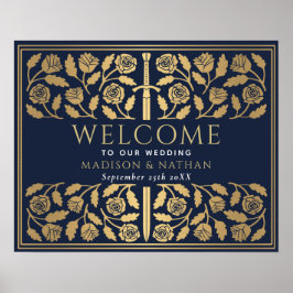 Poster Placa de Boas-Vindas do Casamento Real Espada Dour