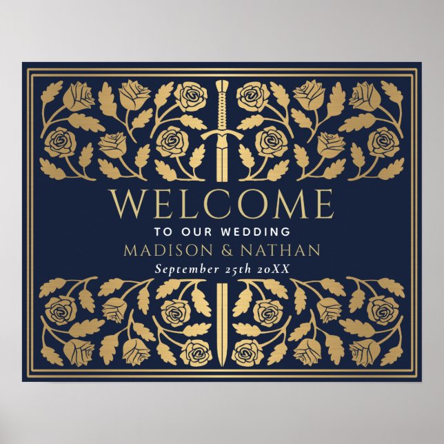 Poster Placa de Boas-Vindas do Casamento Real Espada Dour (Frente)