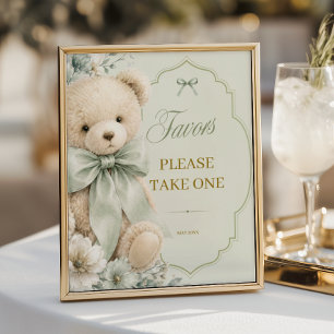 Poster Placa de Boas-Vindas do Chá de Bebê Urso Teddy Ver