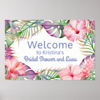 Placa de Boas-Vindas do Luau Floral Tropical Aloha
