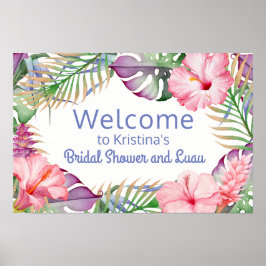 Póster Placa de Boas-Vindas do Luau Floral Tropical Aloha