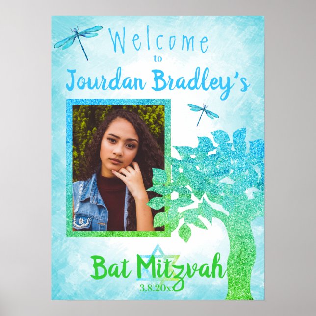 Poster Placa de Boas-Vindas do Partido Verde e Turquesa (Frente)