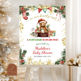 Poster Placa de Boas-Vindas do Ursinho de Natal Menino Sa