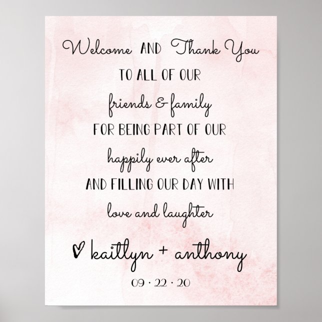 Poster Placa de Boas-Vindas e Agradecimento de Casamento  (Frente)