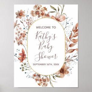 Poster Placa de Boas-Vindas Flores Silvestres de Outono A