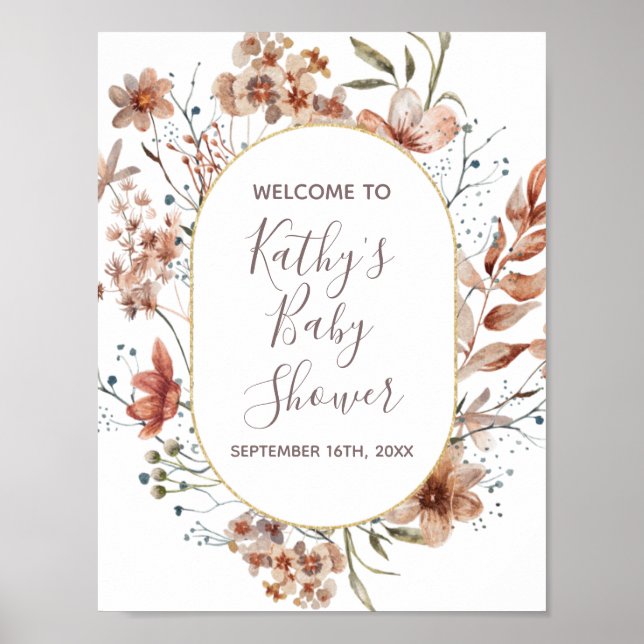 Poster Placa de Boas-Vindas Flores Silvestres de Outono A (Frente)