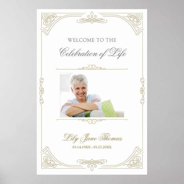 Poster Placa de Boas-Vindas Funeral Elegante com Redemoin (Frente)