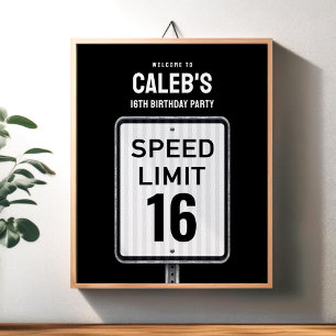 Poster Placa de boas-vindas Limite de velocidade de 16 an