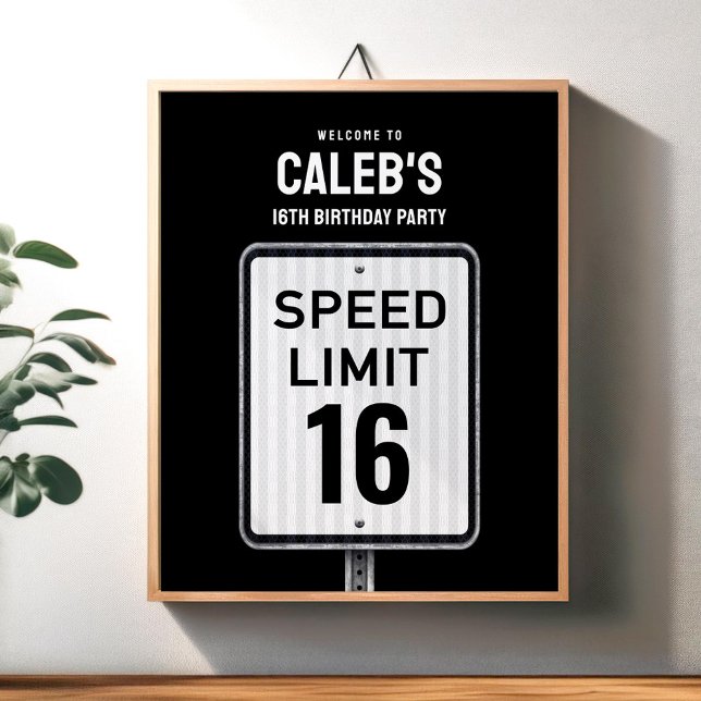 Poster Placa de boas-vindas Limite de velocidade de 16 an (Criador carregado)