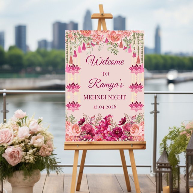 Poster placa de boas-vindas mehndi, placa de casamento in (Criador carregado)