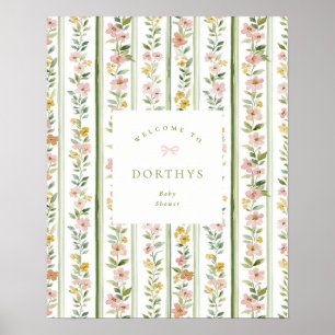 Poster placa de boas-vindas menina flores doce estilo cot