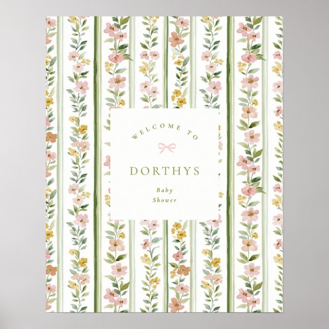 Poster placa de boas-vindas menina flores doce estilo cot (Frente)