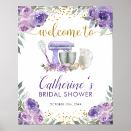 Poster Placa de Boas-Vindas na Cozinha Roxo