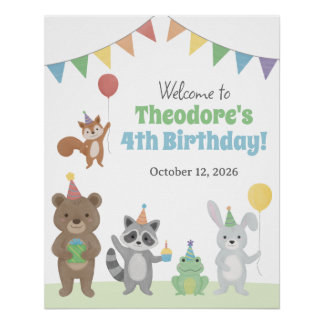 Póster Placa de Boas-Vindas para Animais de Festa