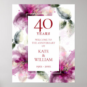 Poster Placa de Boas-Vindas para Aniversário de 40 Anos C