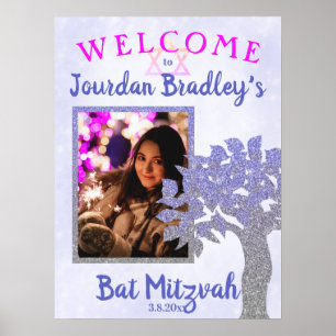Poster Placa de Boas-Vindas para Bat Mitzvah da Árvore Ci