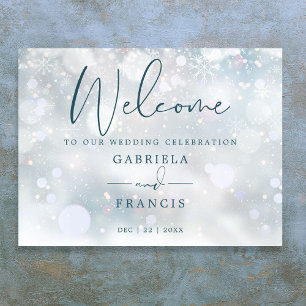 Poster Placa de Boas-Vindas para Casamento de Inverno com