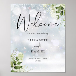 Poster Placa de Boas-Vindas para Casamento de Inverno com