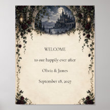 Placa de Boas-Vindas para Casamento no Castelo Gót