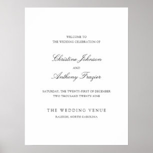 Poster Placa de Boas-Vindas para Casamento Preto e Branco