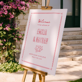 Poster Placa de Boas-Vindas para Casamento Quirky Retro D