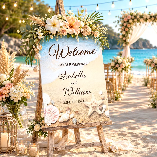 Poster Placa de Boas-Vindas para Casamento Tropical na Pr (Criador carregado)