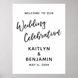 Poster Placa de Boas-Vindas para Celebração de Casamento