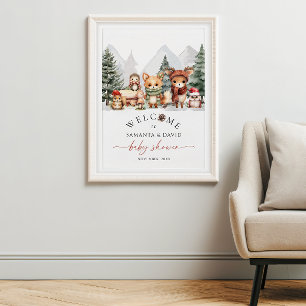 Poster Placa de Boas-Vindas para Chá de Bebê Animais da F