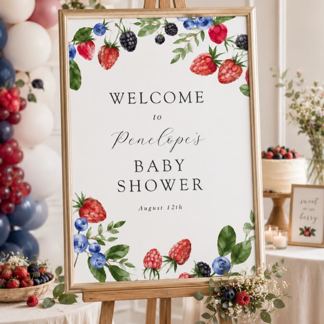 Poster Placa de Boas-Vindas para Chá de Bebê Berry Sweet  (Criador carregado)