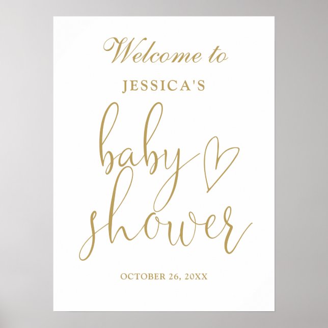 Poster Placa de Boas-Vindas para Chá de Bebê com Coração  (Frente)