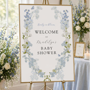 Poster Placa de Boas-Vindas para Chá de Bebê com Flores A