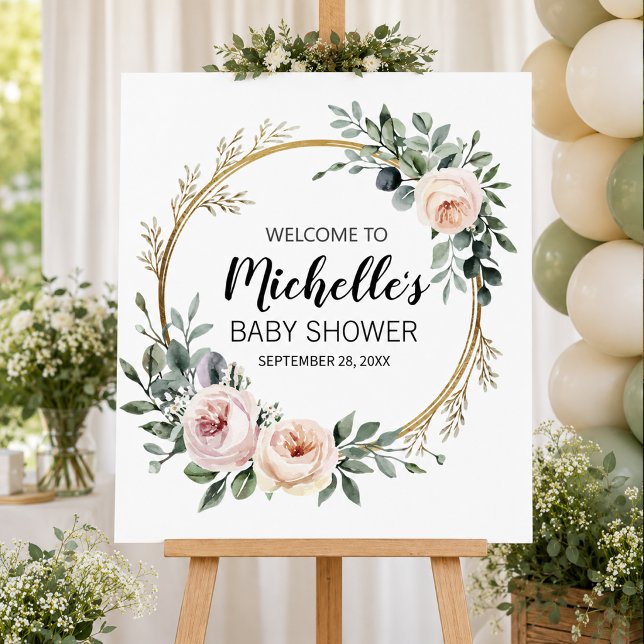 Poster Placa de boas-vindas para chá de bebê com garota e (Criador carregado)