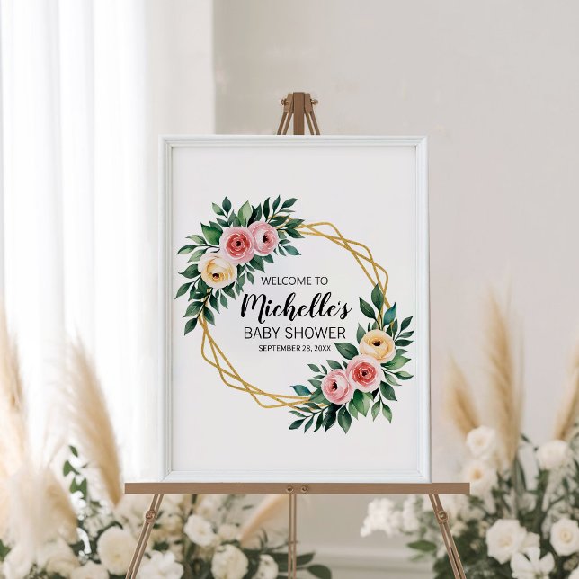 Poster Placa de boas-vindas para chá de bebê com garota e (Criador carregado)