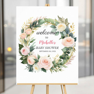 Poster Placa de boas-vindas para chá de bebê com garota e